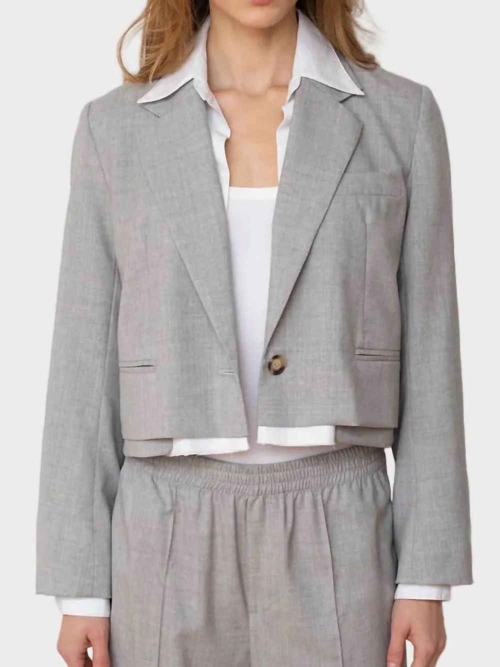NWT $688 Sz XS WE-AR4 Gray The Bar Cropped Blazer